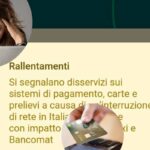 Un messaggio di errore per i servizi Nexi e Bancomat