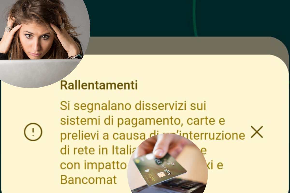 Un messaggio di errore per i servizi Nexi e Bancomat