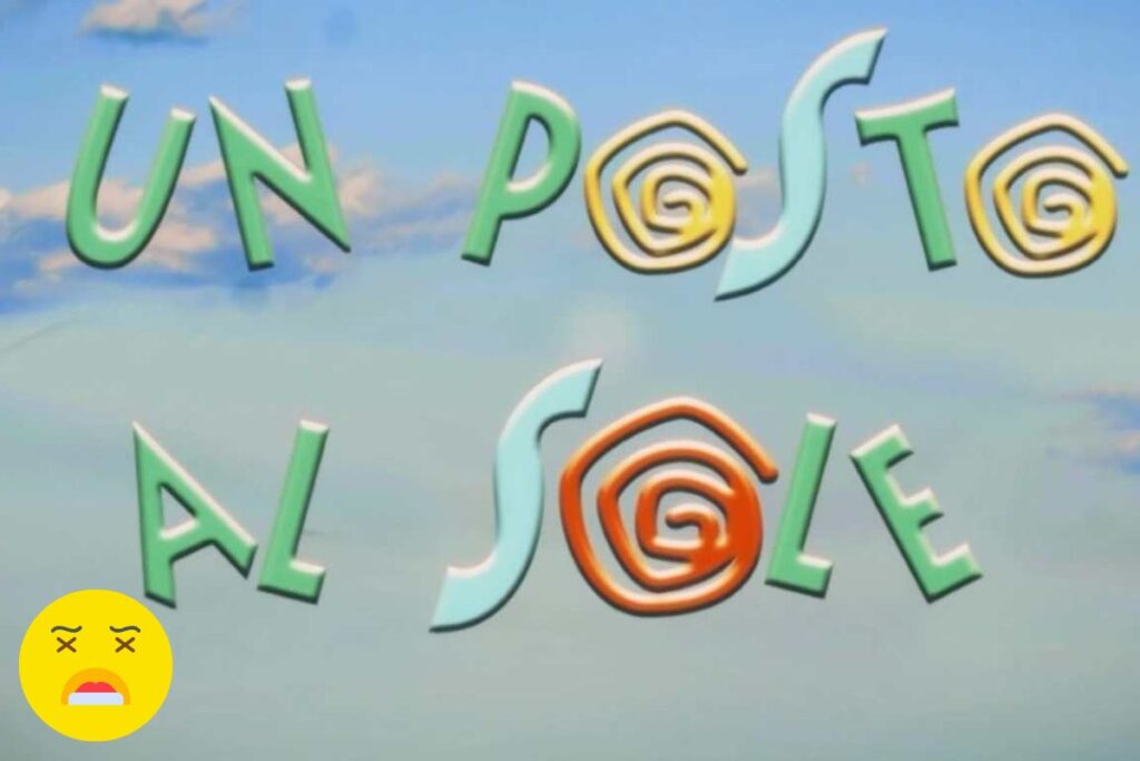 Logo Un Posto al Sole e faccina disperata