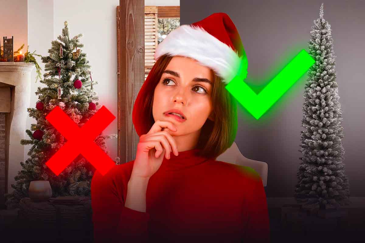 donna pensa albero natale