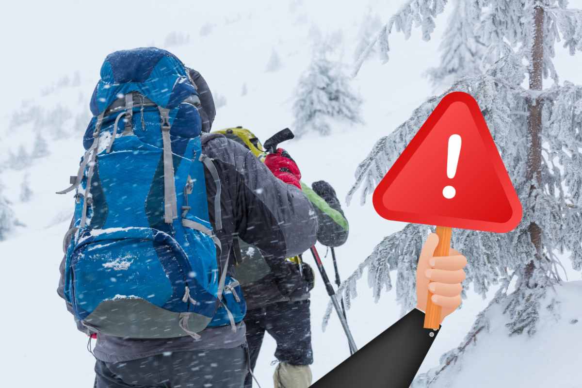 Escursionisti durante trekking invernale