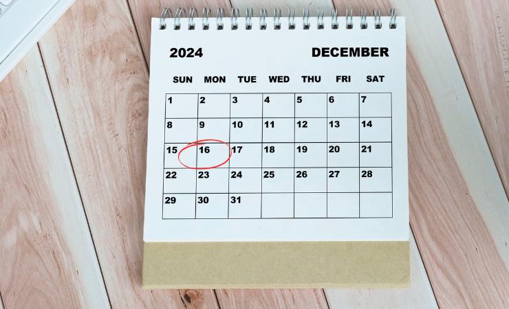 cerchio rosso su calendario dicembre