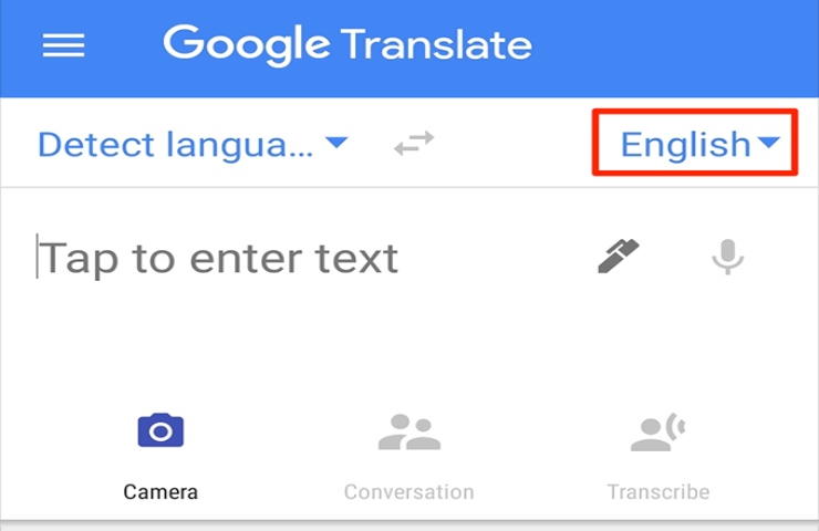 La schermata di Google Translate