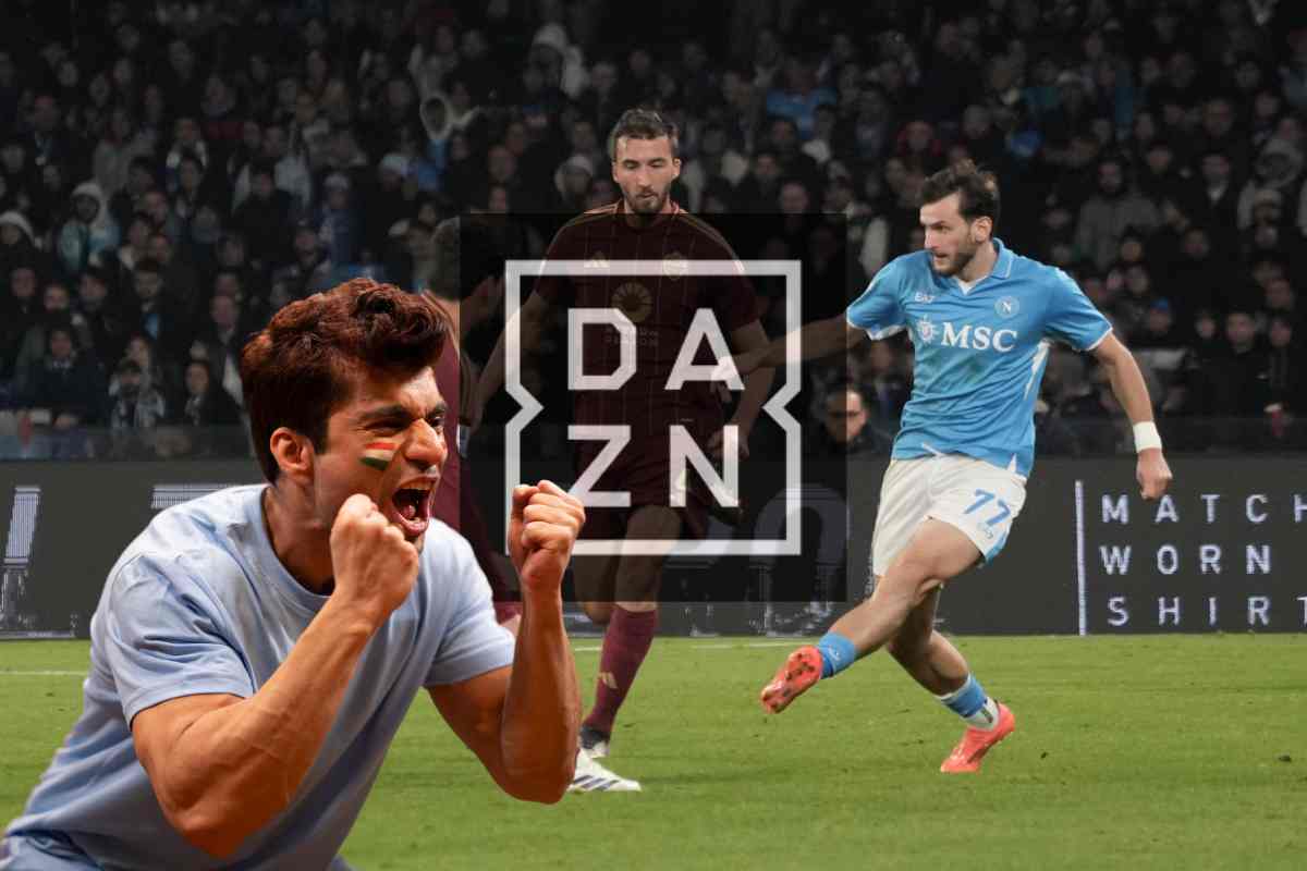 Napoli-Roma ed il logo DAZN