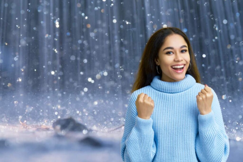 donna felice pioggia