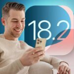 uomo con telefono e iOS 18.2