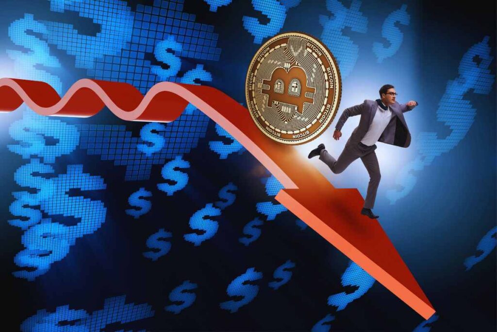 Rappresentazione crollo finanziario Bitcoin