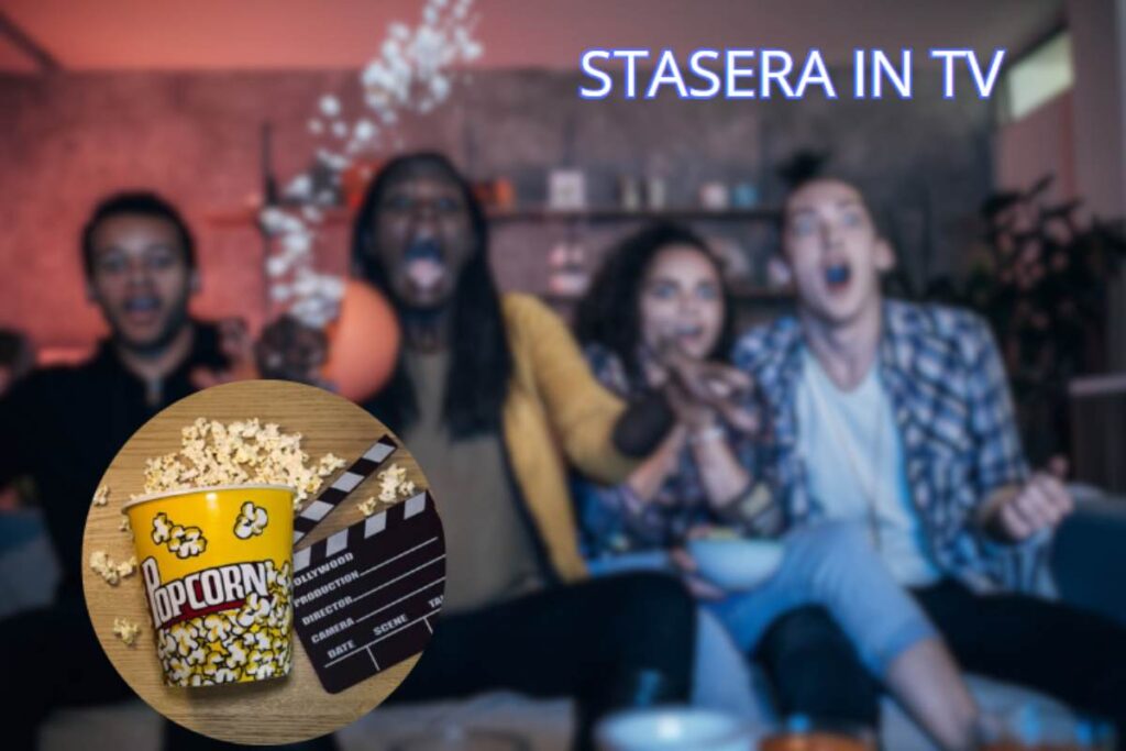 amici sul divano guardano la tv spaventati