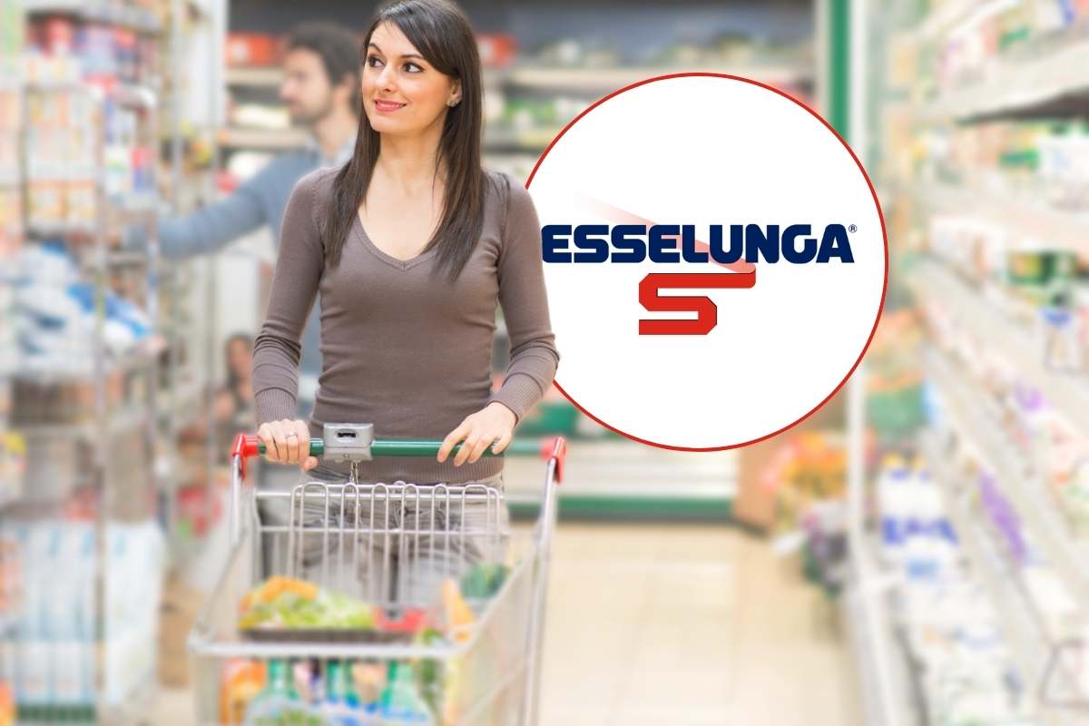 donna con carrello e logo esselunga