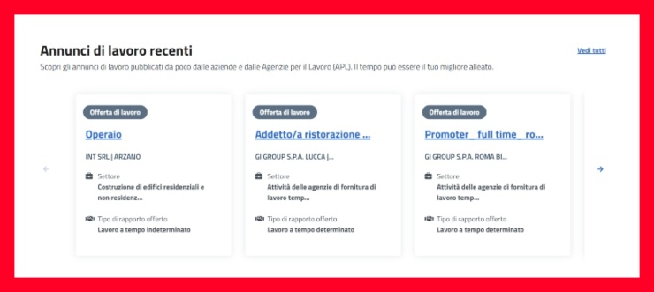 piattaforma ministero annunci di lavoro