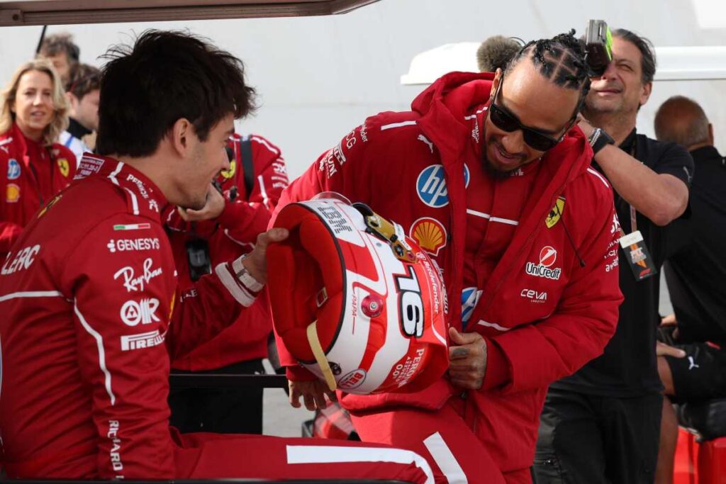 I piloti Ferrari Leclerc e Hamilton