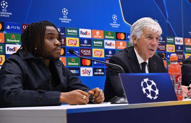 Lookman e Gasperini durante una conferenza