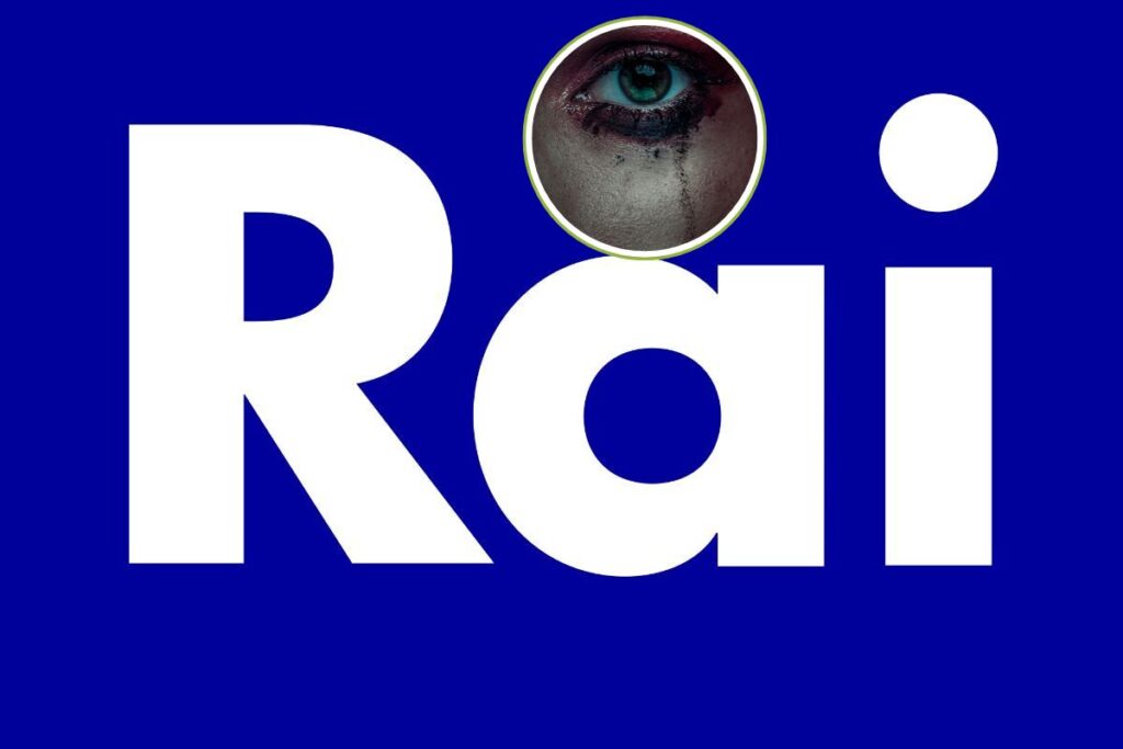Logo Rai e occhio di donna che piange