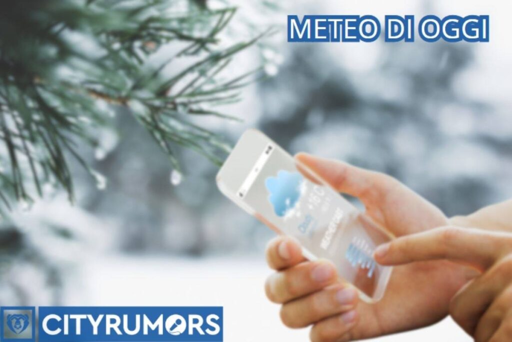 Donna controlla meteo su cellulare trasparente