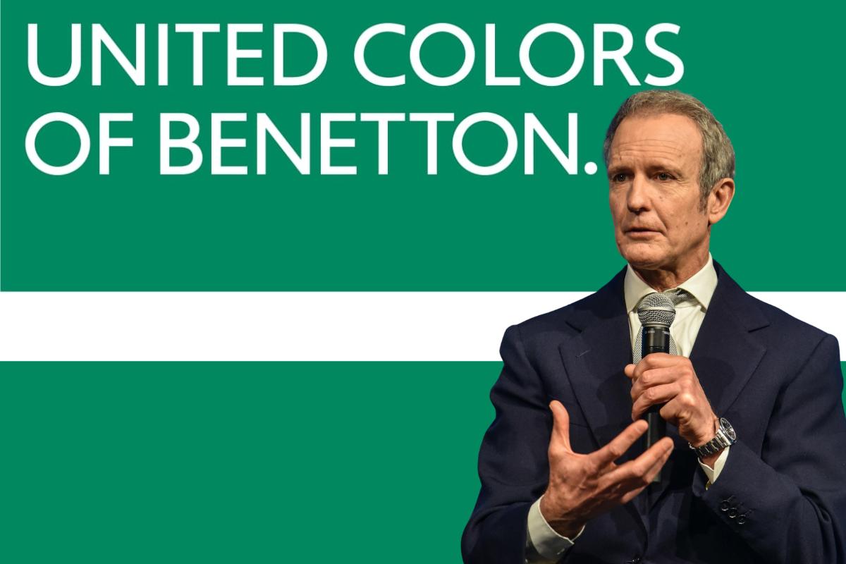 Alessandro Benetton e scritta Benetton