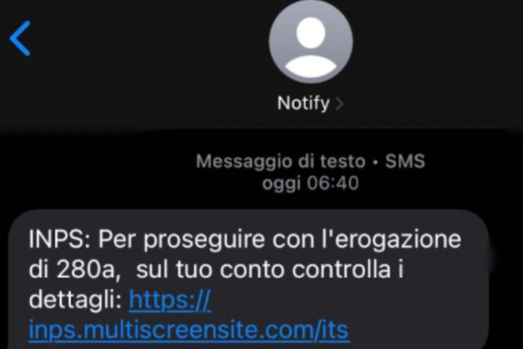 Messaggio truffa riguardante blocco pagamento