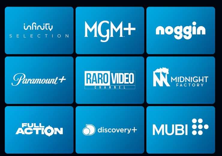 Loghi delle piattaforme sottoscrivibili su Prime Video