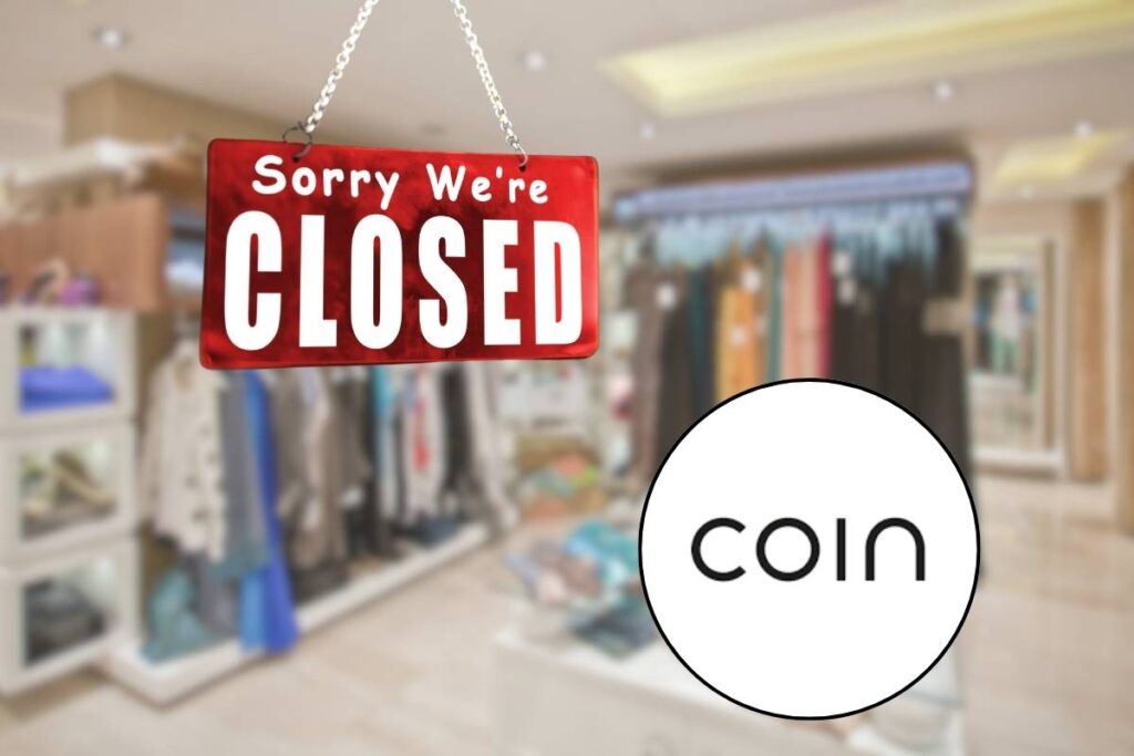 Cartello chiuso e logo Coin