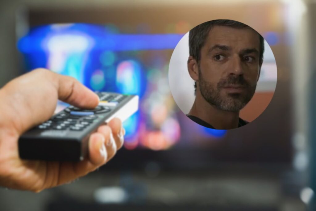 Mano con telecomando e miniatura luca argentero