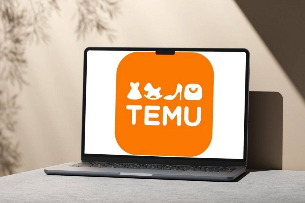 Logo Temu su schermo di portatile