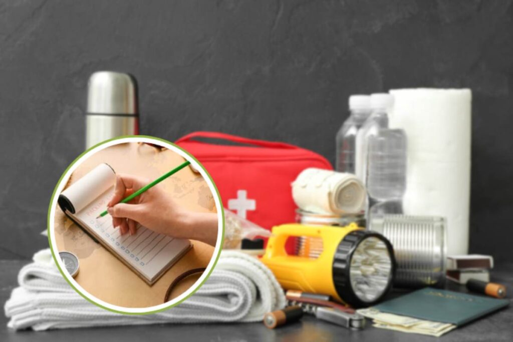 lista con prodotti per kit emergenza