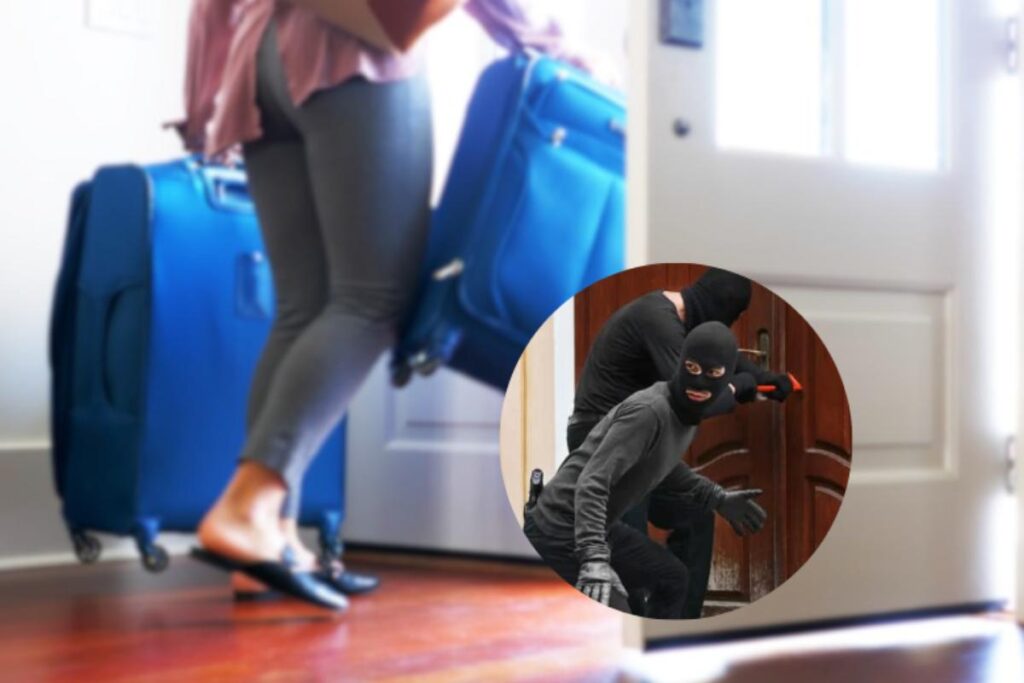 persona esce di casa e miniatura ladri