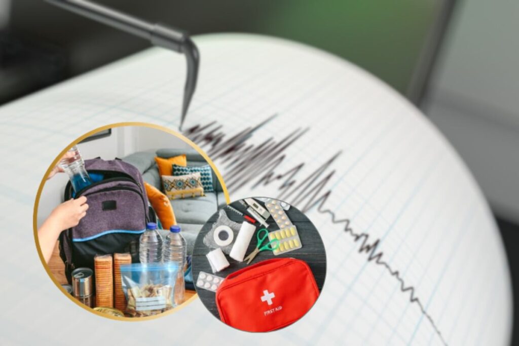 sismografo e kit di emergenza