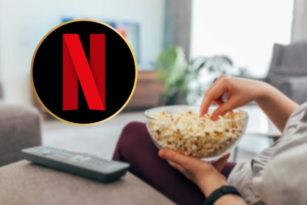 persona guarda tv e logo netflix