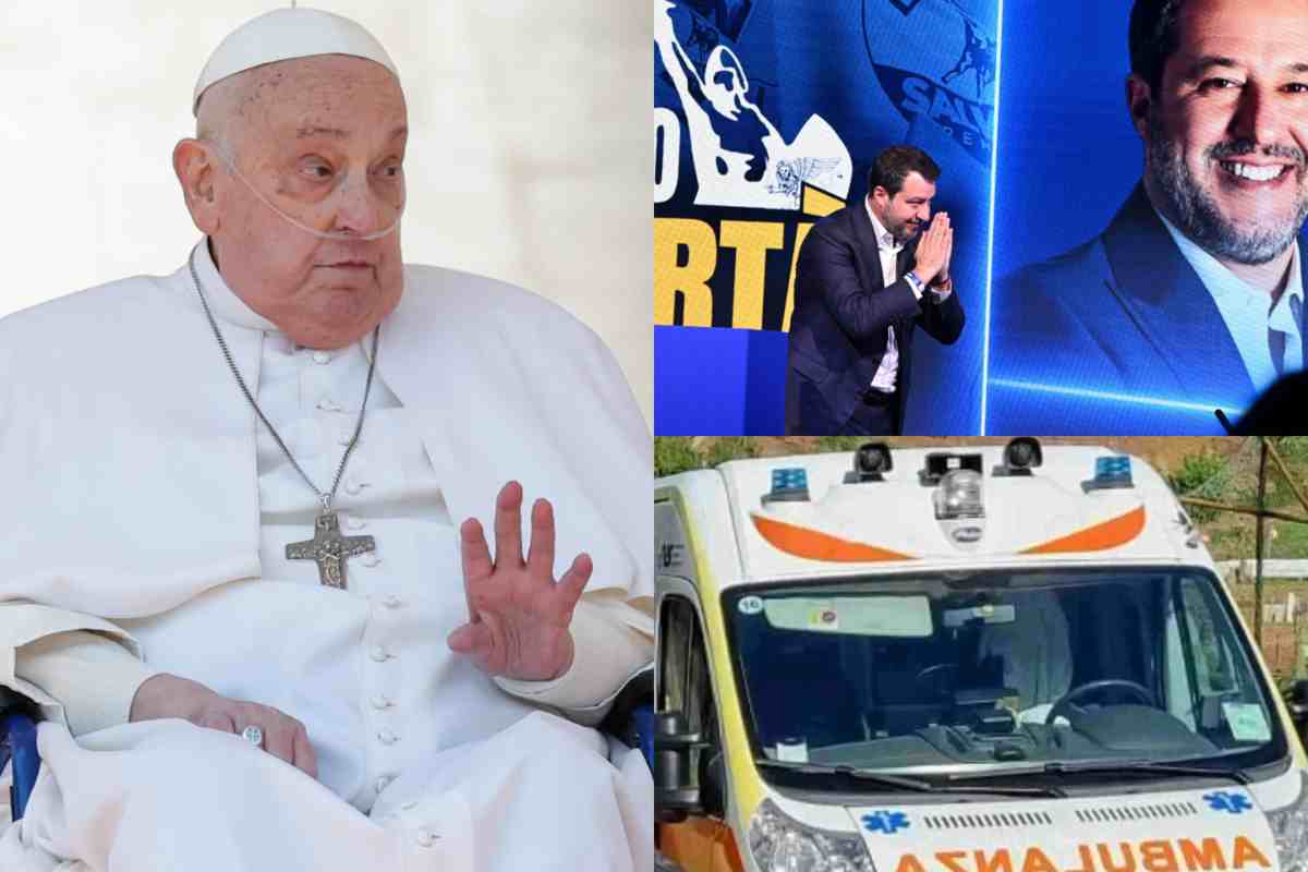 Foto combo Papa, Salvini ambulanza