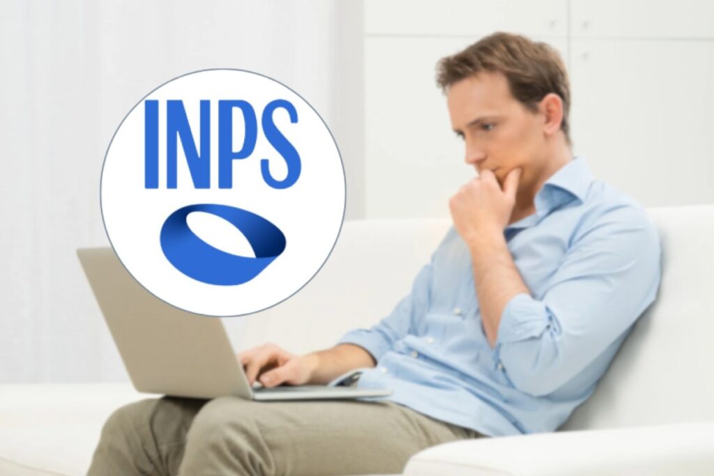 uomo al pc e logo inps