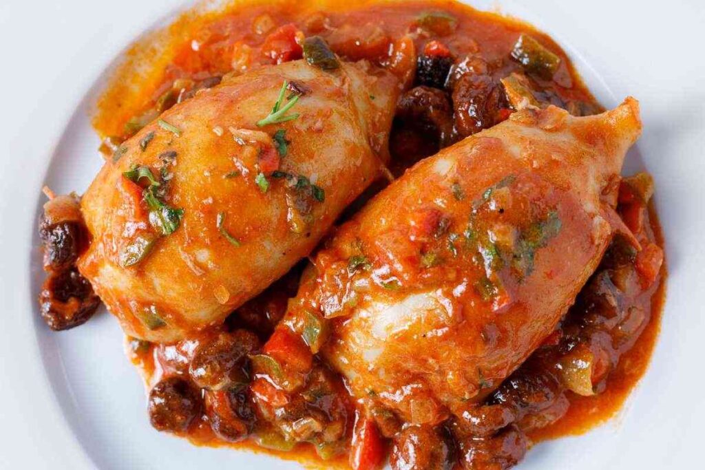 Piatto con due calamari ripieni