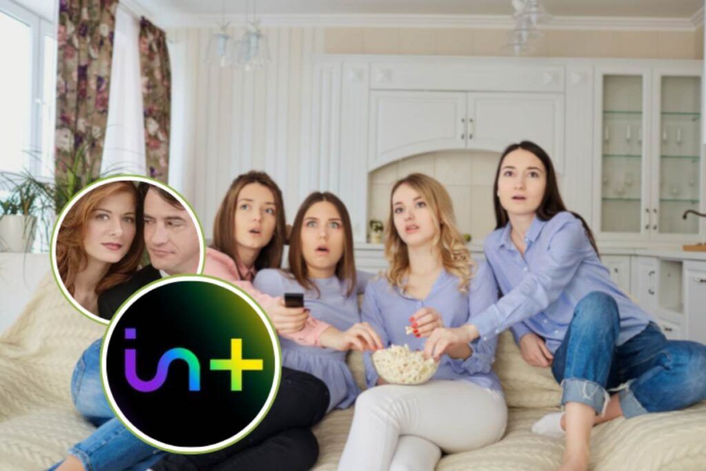 donne che guardano la tv e logo infinity+