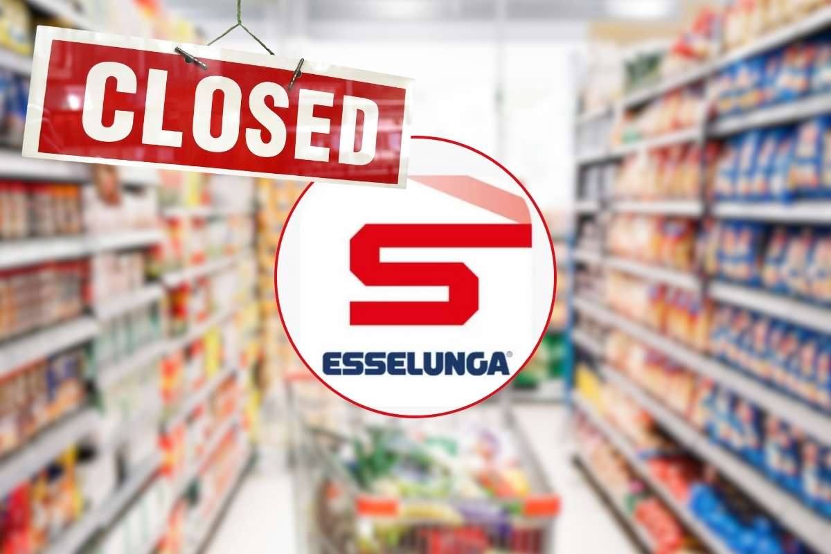 Logo Esselunga e cartello chiusura