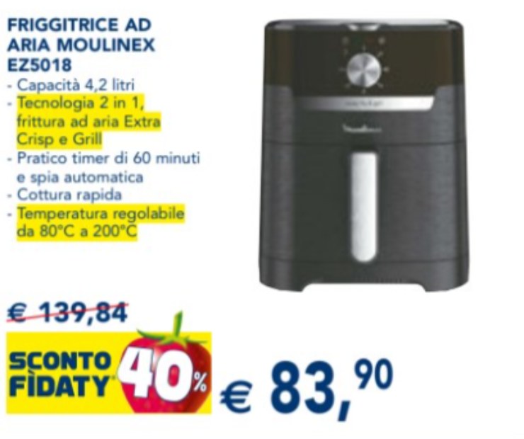 friggitrice ad aria in offerta da esselunga