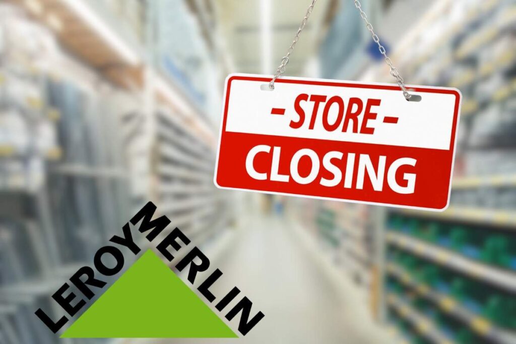 Cartello chiusura, logo Leory Merlin
