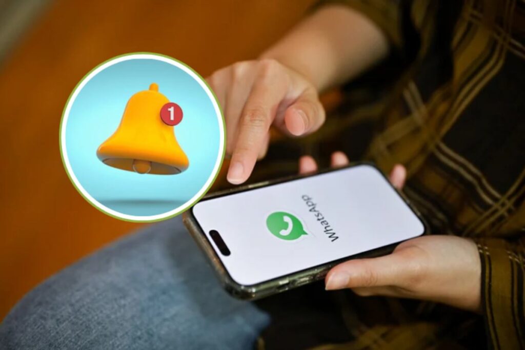 persona con smartphone e icona notifiche