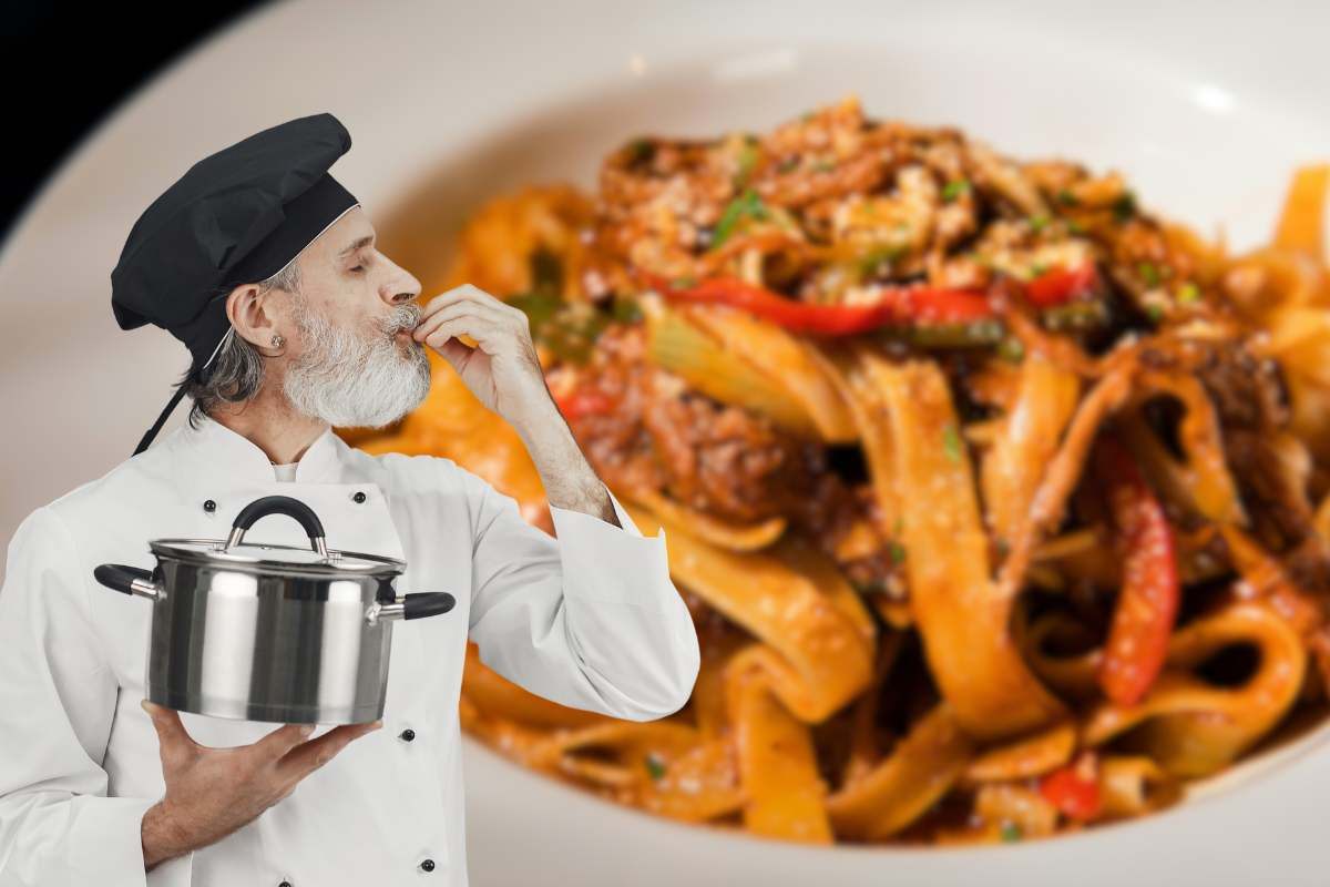 Chef e piatto di pasta