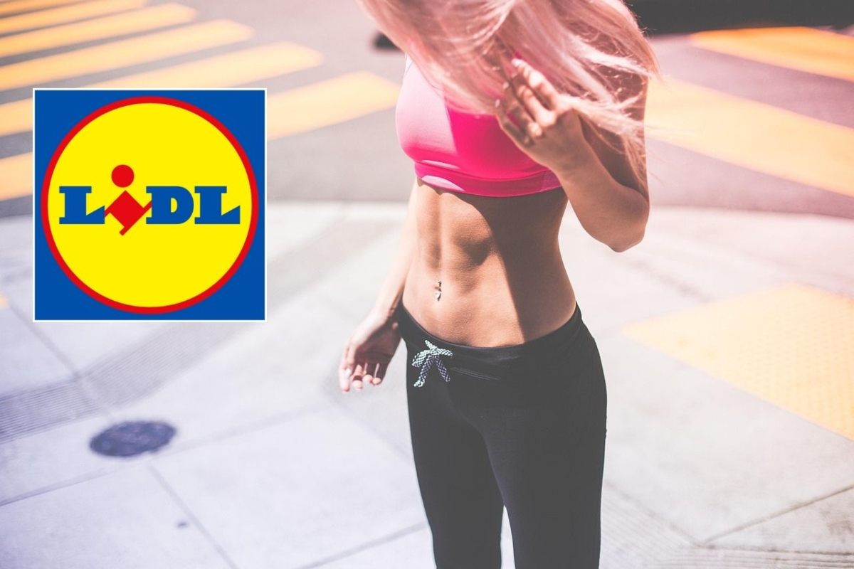 donna magra che si guarda la pancia piatta e accanto il logo di lidl