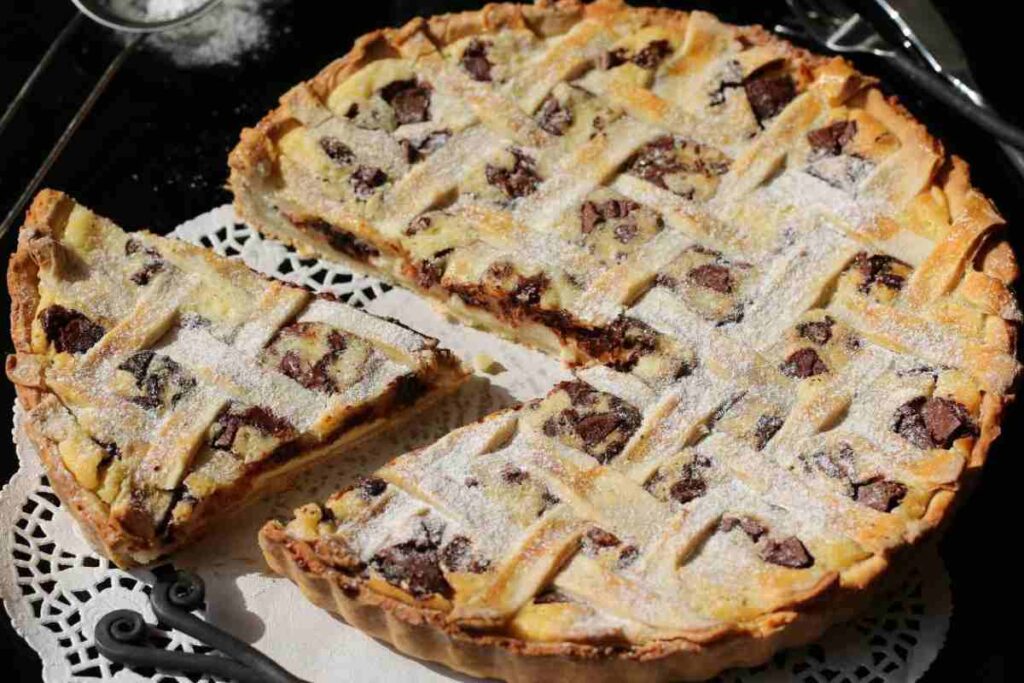 crostata di ricotta e gocce di cioccolato