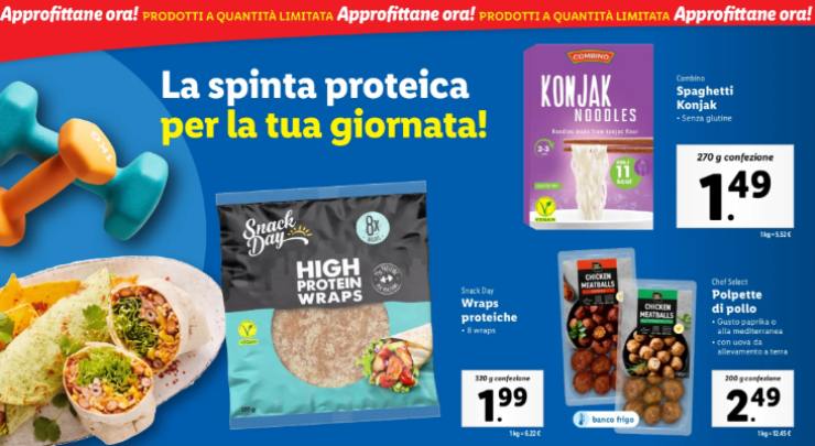 polpette wrap e spaghetti proteici da Lidl