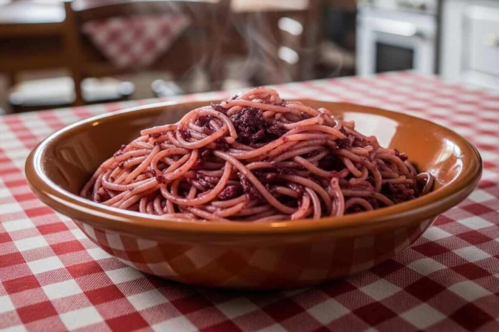piatto di spaghetti e forchetta