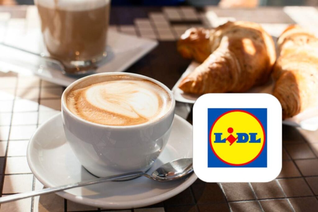 cappuccino e cornetto con logo lidl