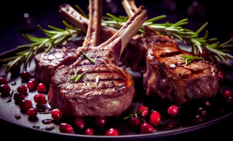 agnello con bacche e rosmarino