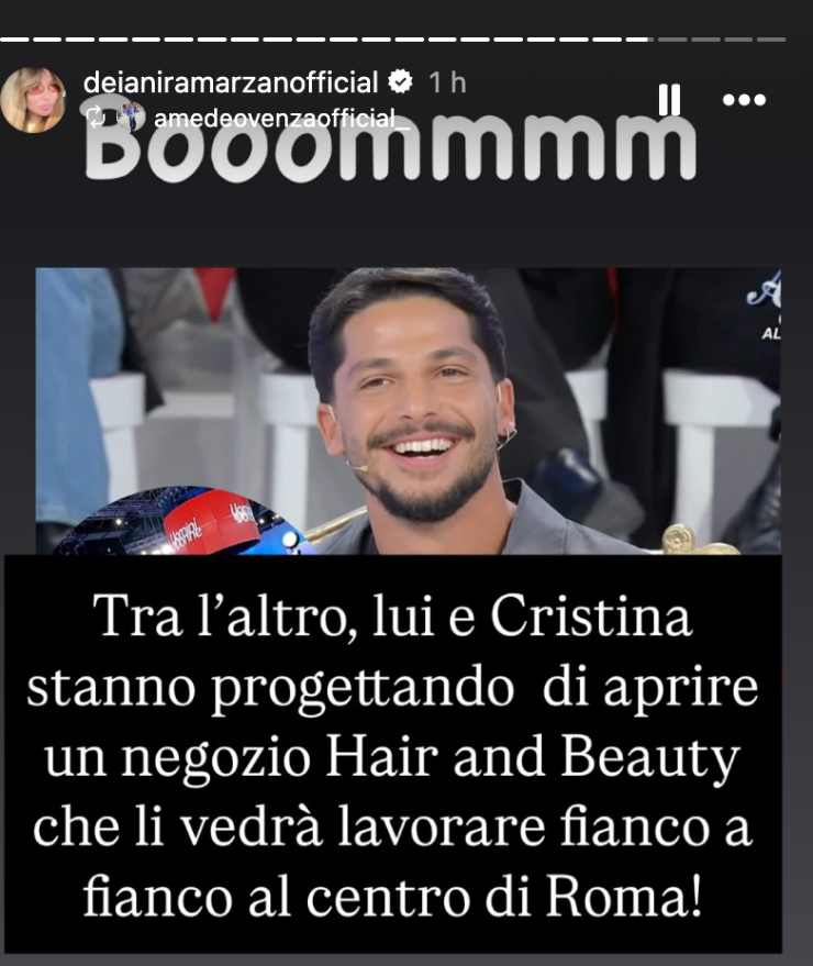 ig story di deianira marzano su instagram