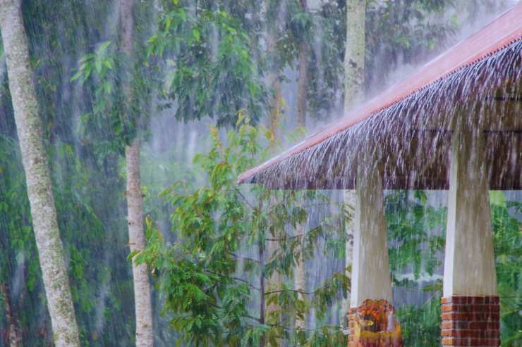 Tettoia bagnata da pioggia