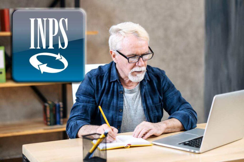uomo al pc e logo Inps