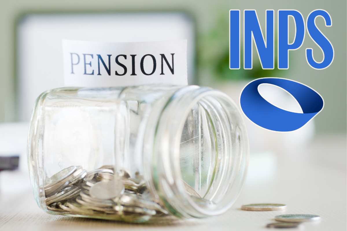 barattolo con monete rovesciato, scritta e logo INPS