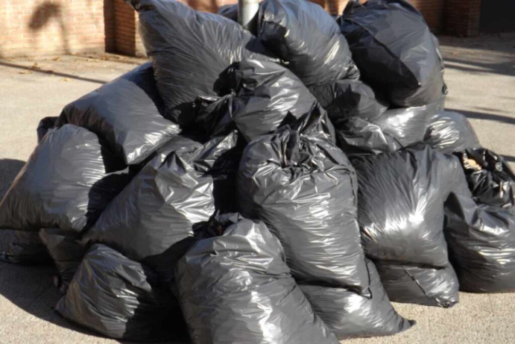 sacchetti dei rifiuti per strada