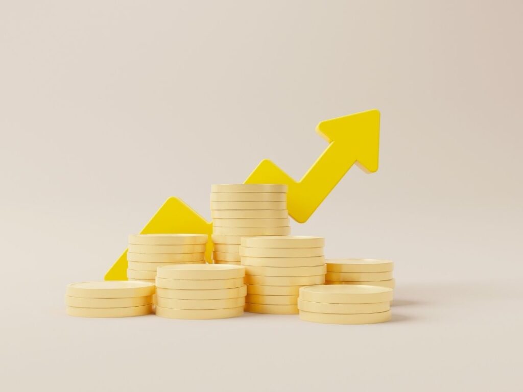 Freccia in alto monete