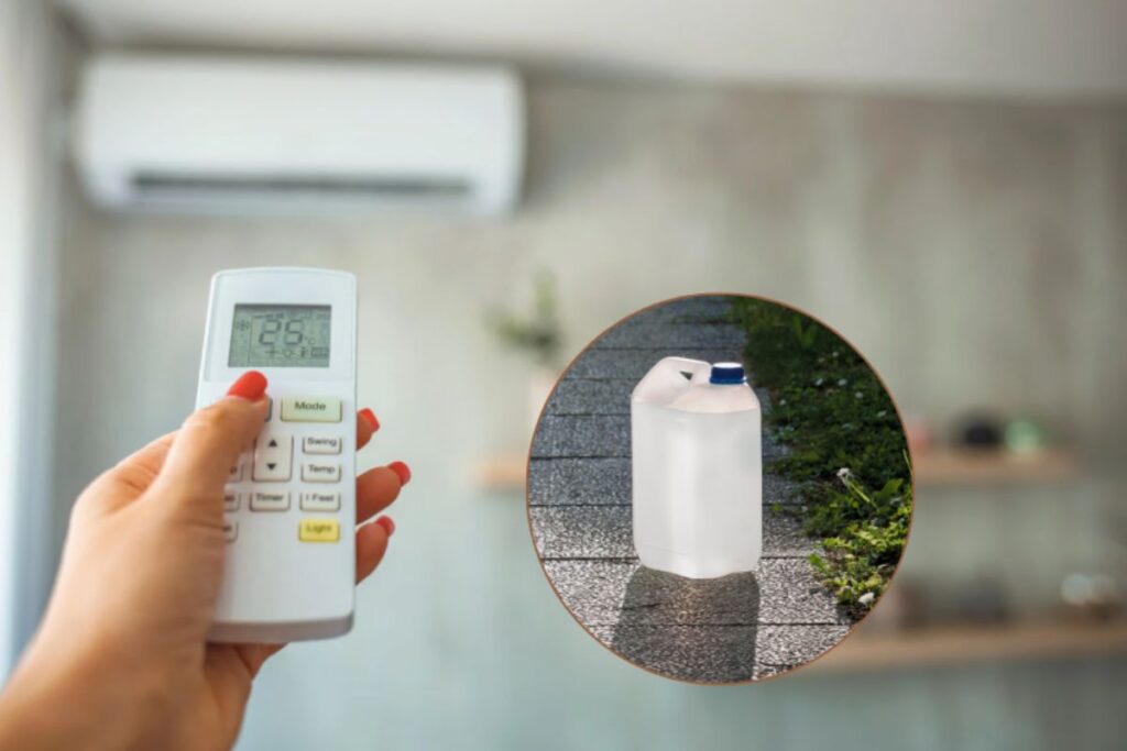 condizionatore e tanica con acqua